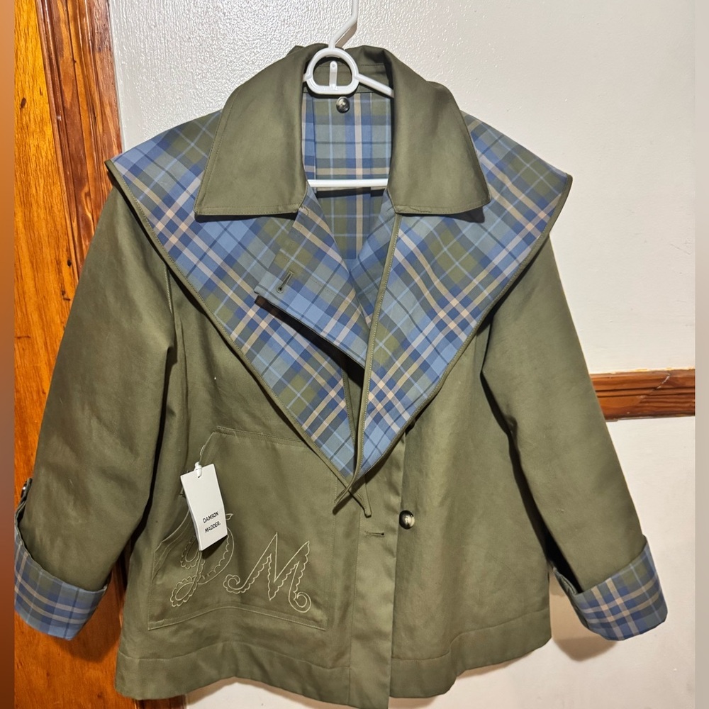 Reversible Jerry Crop Trench Coat - Olive - Picture 4 of 4
